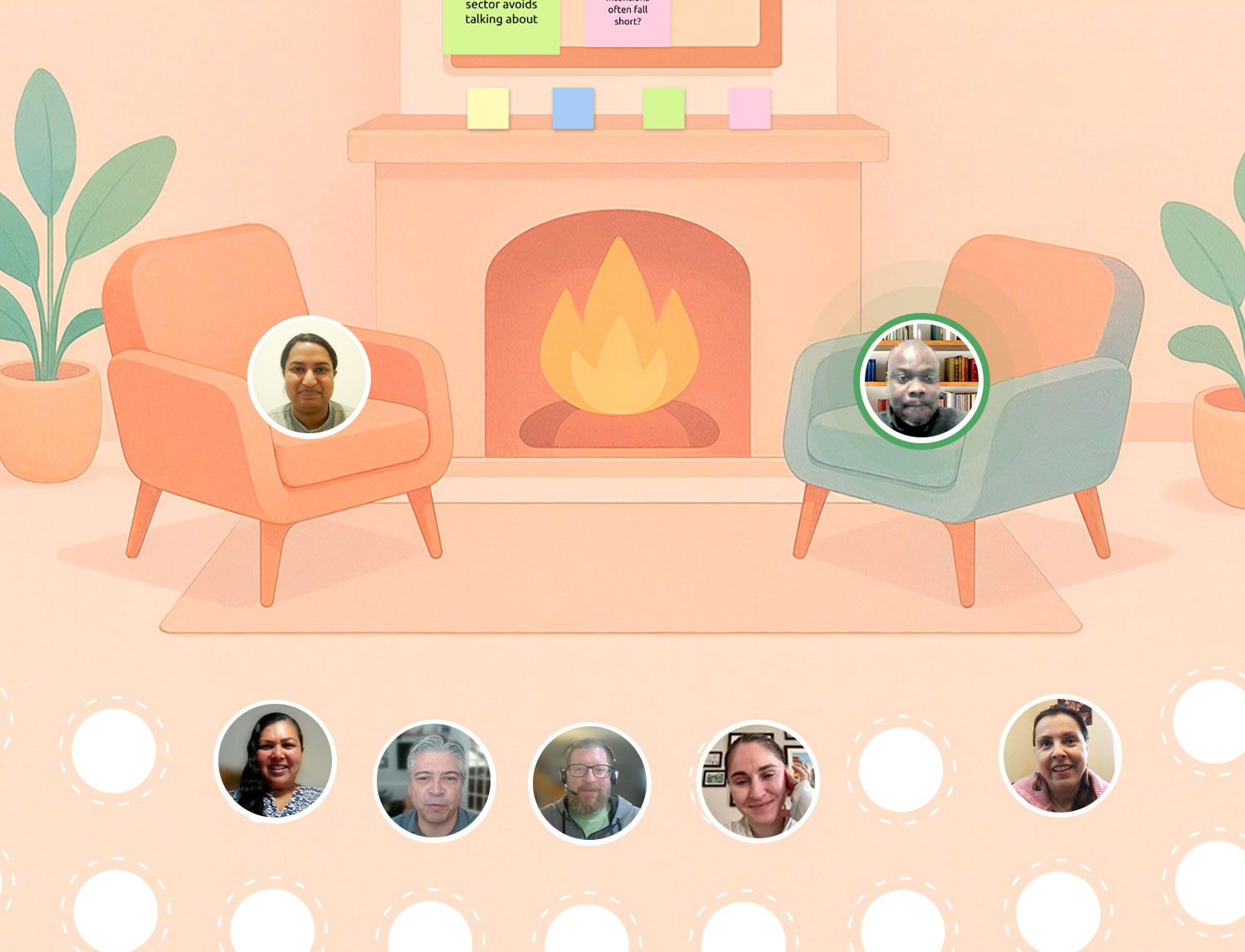 Fireside Chat template with a stage and audience seating